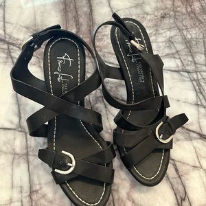 Franco Sarto black strappy heel 7 new